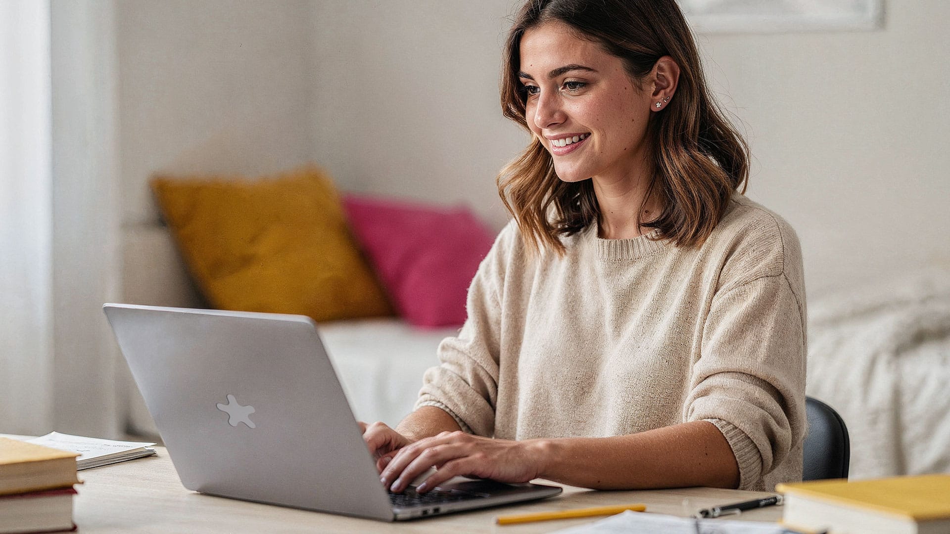 Estudiante en su habitación